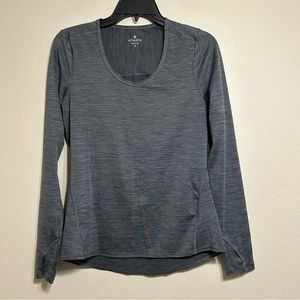 Athleta Chi‎ Shadow Stripe Active Charcoal Gray Top Size S